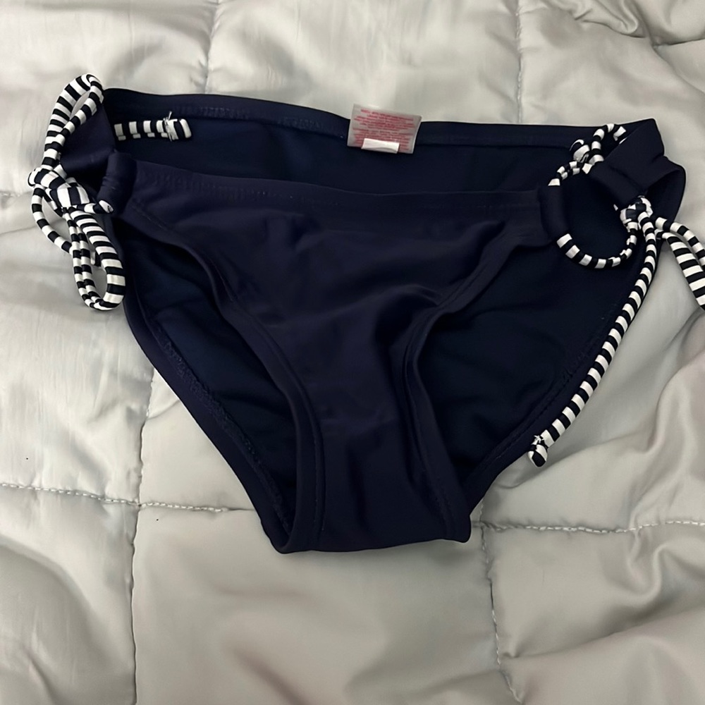 Xhilaration Navy Blue Tie Waist Bikini Bottoms Soze XS/TP